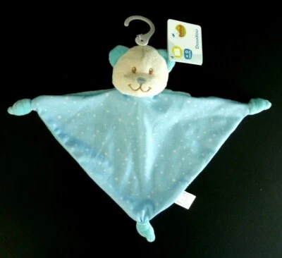 G8- DOUDOU PLAT TRIANGLE BABOU OURS BLEU BLANC ETOILE 2 NOEUDS - NEUF ETIQUETTE - Photo 1/2