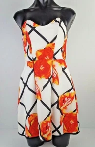 PILGRIM Size 8 Floral Strapless Dress Sweetheart Bustier Top Flared Skirt VGC - Picture 1 of 7