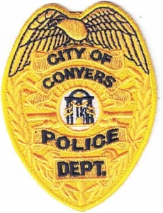 Departamento de Policía de la Ciudad de Conyers Parche insignia Georgia (aprox. 3,2 x 2,5 pulgadas) NUEVO - Imagen 1 de 1