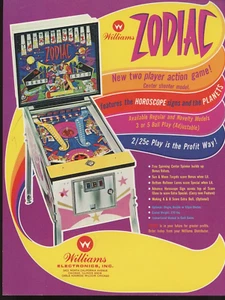 Williams Electronics Zodiac Pinball Flyer Brochure - Picture 1 of 2