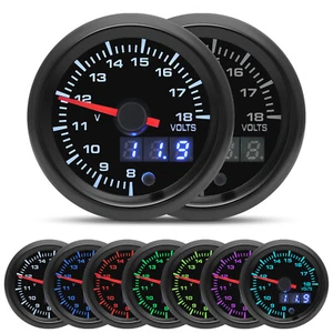 2" 52mm 7 Color LED Pointer Volt Meter Voltmeter Voltage Gauge 8-18V for Car - Picture 1 of 17