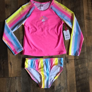 Justice girls Size Large 12-14 bikini pink blue swimsuit New w/tags (Nk) - Picture 1 of 4