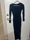 Kookai Navy Blue Long Sleeve Maxi Dress Sz 1 (a28