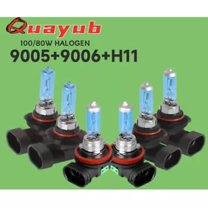 9005 9006 H11 Halogen Combo Headlight Fog Light Kit High Low Beam Bulbs 4200K 6X - Picture 1 of 14