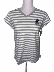 Beverly Hills Polo Club Striped Shirt Gray Size XL Women’s Cotton - Picture 1 of 8