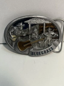 Vintage Bluegrass Belt Buckle Music 1987 Guitar Banjo Fiddle Musicians 1329 - Picture 1 of 6