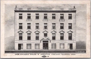 1933 Chicago Illinois Postal Alianza de Mujeres Polacas de América Vista de Edificio - Imagen 1 de 2