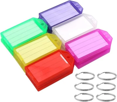 30 Pieces Plastic Key Tags with Split Ring and Label Assorted Colors Key Chain - Image 1 of 4