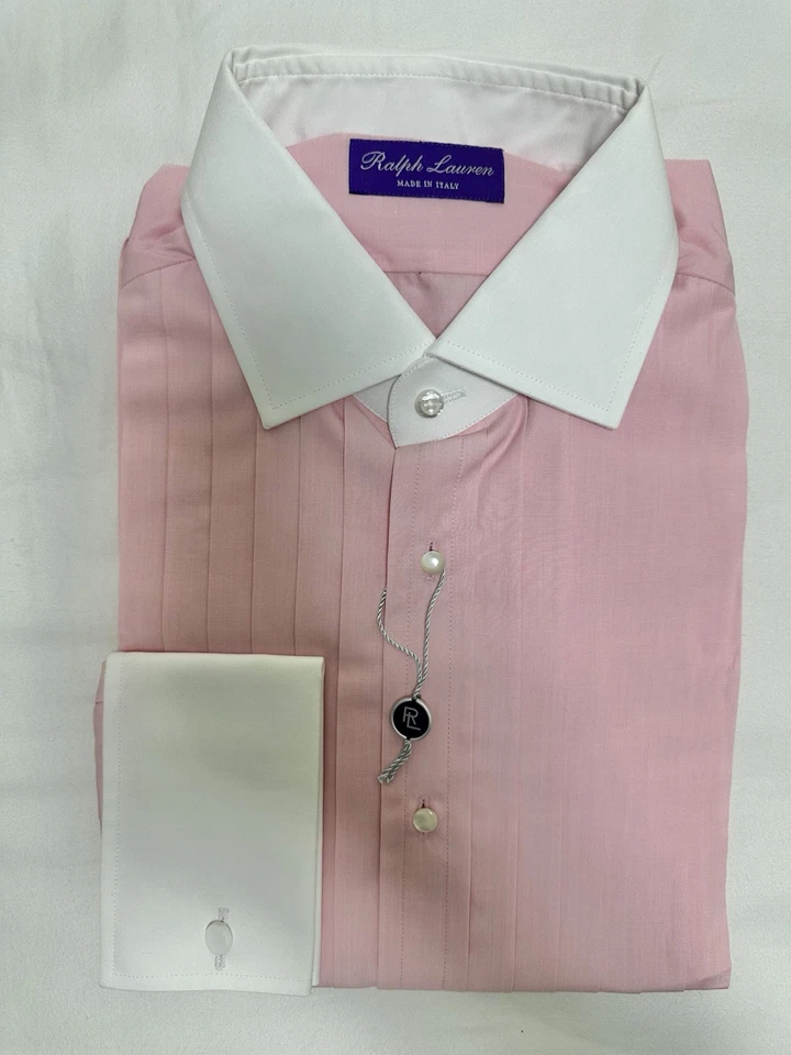 Camisa Esmoquin Ralph Lauren Etiqueta Púrpura Rosa Puño Francés Cuello Talla 15.5 Leer. Foto 1 de 4