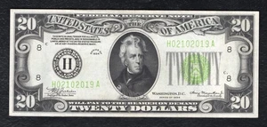 FR. 2054-H 1934 $20 LIGHT GREEN SEAL FRN ST. LOUIS, MO GEM UNCIRCULATED - Picture 1 of 2