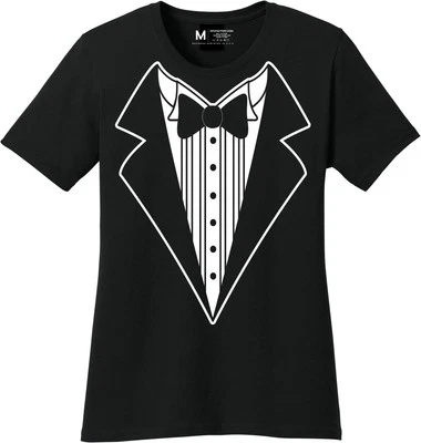 Camiseta de esmoquin sintético para damas fiesta divertida camiseta formal para mujeres Foto 1 de 4