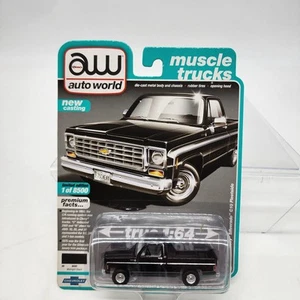UH AW Auto World Muscle Trucks 1975 Chevy Silverado C10 Fleetside Black READ DES - Picture 1 of 8