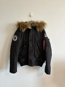 Alpha Industries Polar Warriors Expedition Faux Fur Hooded Bomber Jacket Large - Picture 1 of 7
