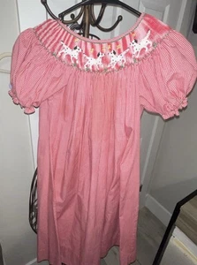 Remember Nguyen Girls Size 6 Smocked Embroidered Dalmatians Dress Red & White - Picture 1 of 6