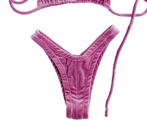 NWT STARDUST SWIM sz S Dolly Blush Velvet Cheeky Velour Bikini Bottom Handmade - Picture 1 of 7