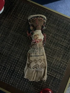 Antica bambola sepoltura Chancay peruviana vintage arte primitiva madre / 2 bambini - Foto 1 di 4