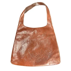 Borsa a tracolla GAP anni 90 - dettagli floreali - tote bag in pelle marrone qualche segno di usura - Foto 1 di 8