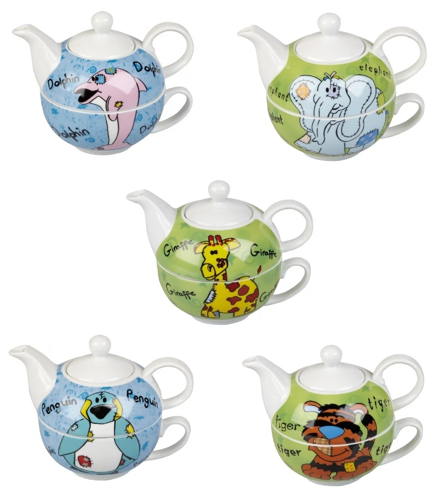 1 Tea for one, Tiere, Teekanne, Teetasse, Kannen Tasse Kännchen, Tier neu - Bild 1 von 1