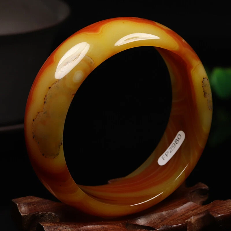 Brazalete Brazalete Ágata 58mm Natural Amarillo Marrón Calcedonia Jade 06013 Foto 1 de 4