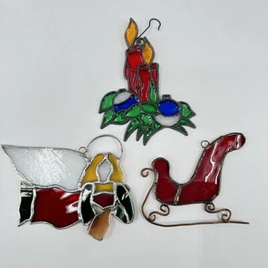 Lote de 3 adornos vintage de Navidad para atrapasoles de vitrales medios mixtos - Imagen 1 de 19