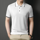 Men's Knitted Short Sleeve Lapel Fashion Printing Thin Fashion Polo Shirt