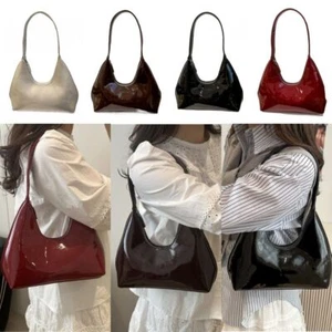 PU Armpit Bag Solid Color Underarm Bags Casual Half Moon Bag Women Girls - Picture 1 of 16