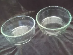 JAJ Pyrex souffle/serving bowls x 2, clear glass & textured rim, 1960s vintage - Picture 1 of 12