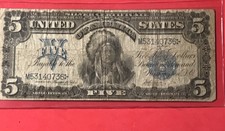 1899 $5 Silver Certificate “Indian Chief” Note Five Dollar VG