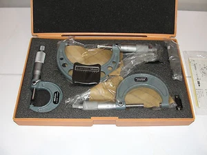 Mitutoyo 103-927 Outside Micrometer Set, (3 Piece Set) - Picture 1 of 9