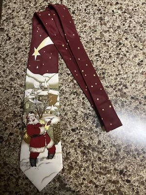 Corbata Parquet Hombre Navidad Papá Noel Rojo Poliéster Corbata 58"x3.75" Foto 1 de 4