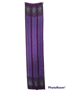 Vintage Albert Nipon Silk Scarf Purple Green Jewel Tones 11 x 52 inches  - Picture 1 of 7