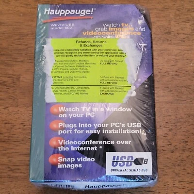 Hauppauge WinTV USB Model 602 New Sealed in Retail Box Windows 98 Sealed  - Image 1 of 4