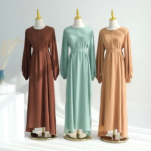 Maxi Vestido Largo Islámico para Mujer Dubai Abaya Musulmán Caftán Frente Abierto Cremallera Bata - Imagen 1 de 41