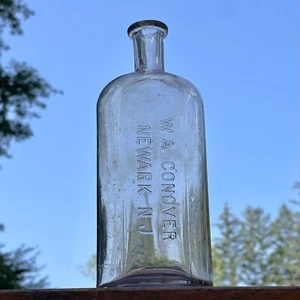 W. A. Conover Newark NJ 1870’s Druggist Medicine Bottle - Rare Lavender Pint - Picture 1 of 13