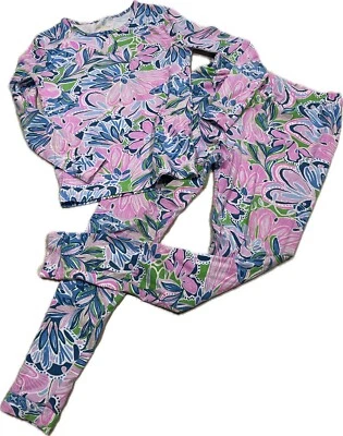 Lilly Pulitzer Mini Sammy Pajama Set Gecko Green Tiger Sunrise 12 Girls - Image 1 of 4