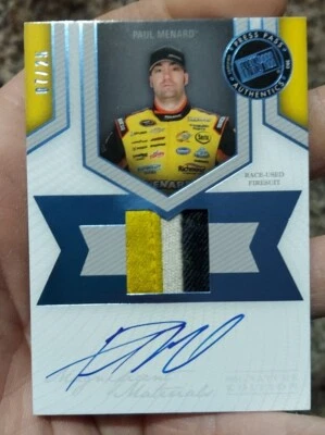 2013 Press Pass 3 Color FIRESUIT ON CARD AUTO Signatures PAIL MENARD #'d 05/25 - Image 1 of 4