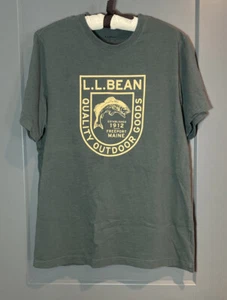 LL Bean Shirt Mens Medium Green Short Sleeve Slightly Fitted Graphic T-Shirt - Picture 1 of 5