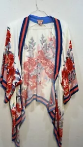 Pomodoro volante donna aperto davanti drappeggiato maniche lunghe multicolore stile kimono S/M - Foto 1 di 5