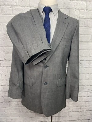 Jos A Bank Gray Check 100% Wool Men’s 2 Piece Suit 40L Jacket 34/28 Pant - Image 1 of 4
