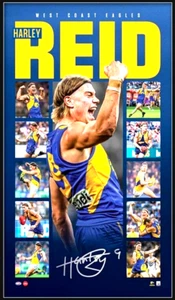Harley Reid West Coast Eagles Firmado a Mano Vertiramic Edición Limitada Impresión - Imagen 1 de 2