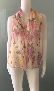 Bufanda estampada floral de gasa transparente de seda HALSTON vintage años 70 - Imagen 1 de 5