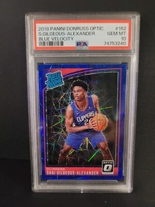 2018-19 Donruss Optic Shai Gilgeous-Alexander Blue Velocity Prizm RC #162 PSA 10