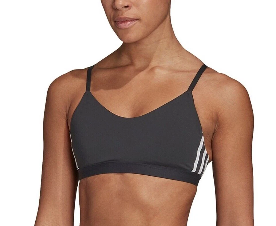 adidas 10536 Womens Black All Me 3-stripe Sports Bra Size Small