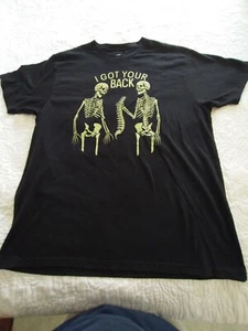STRETCH HALLOWEEN I GOT YOUR BACK SKELTON T SHIRT BLACK MENS WOMENS X LARGE - Picture 1 of 4