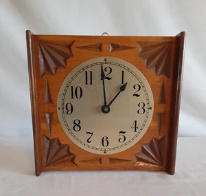 Rustic Hand Carved Wood Clock - Picture 1 of 2