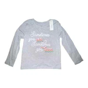 Gymboree Girls Gray Win Learn Graphic Long Sleeve T-Shirt Rainbow Small NWT - Picture 1 of 7