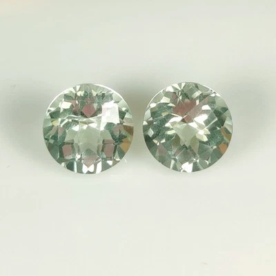 Par de cortes especiales redondos de amatista verde "prasiolita" natural de 8,11 quilates Foto 1 de 2