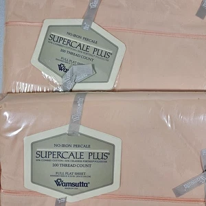 Vintage Wamsutta Supercale Plus FULL Flat Sheet NOS - Lot Of 2 - Picture 1 of 12