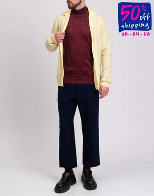 RRP €420 EMPORIO ARMANI Cashmere & Wool Jumper Size L Red Printed High Neck  - Imagem 1 de 4