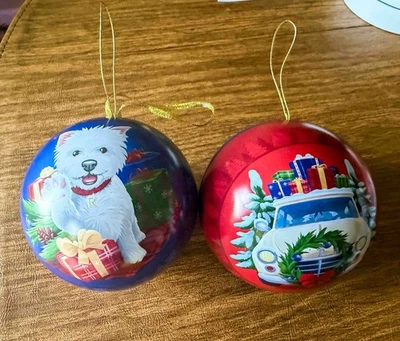2 piezas Adornos de Navidad de Doble Cara D105mm - Perro y Coche de Vacaciones - Bola Rellenable Foto 1 de 4